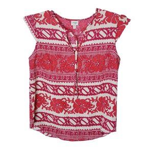 Corsage Floral Shirt Women Size Small Tie Front